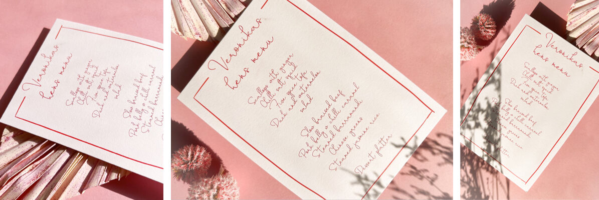 Wedding menus