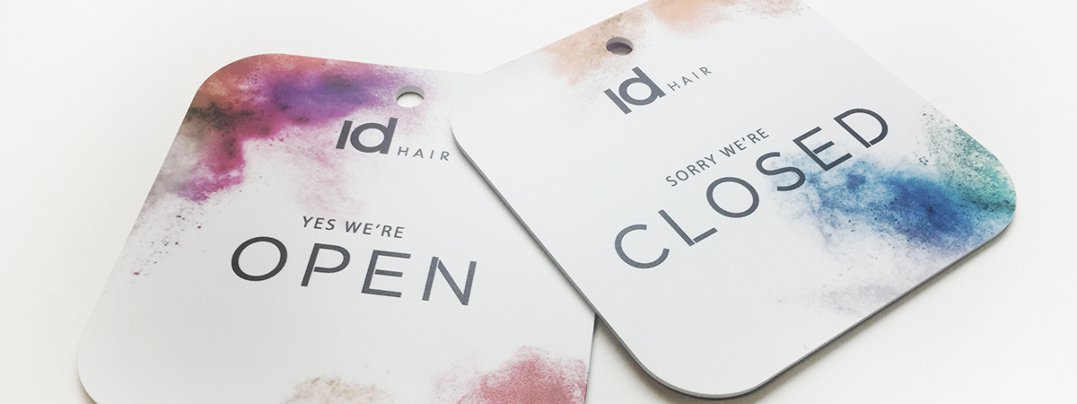 ID Hair - We're Open - Door Signs
