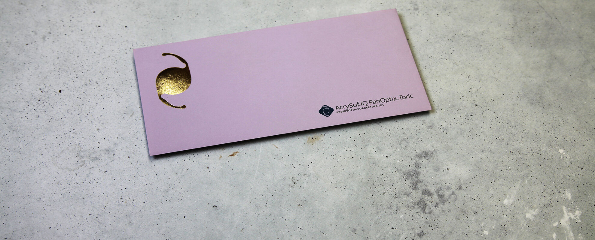 Gold foiling on coloured matt envelope