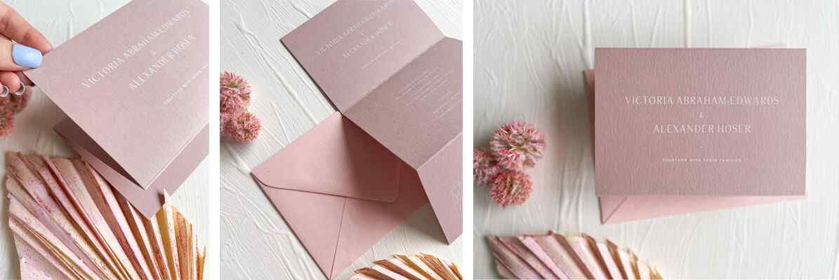 Folded wedding invitation