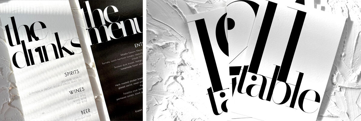 Wedding day menus and table numbers